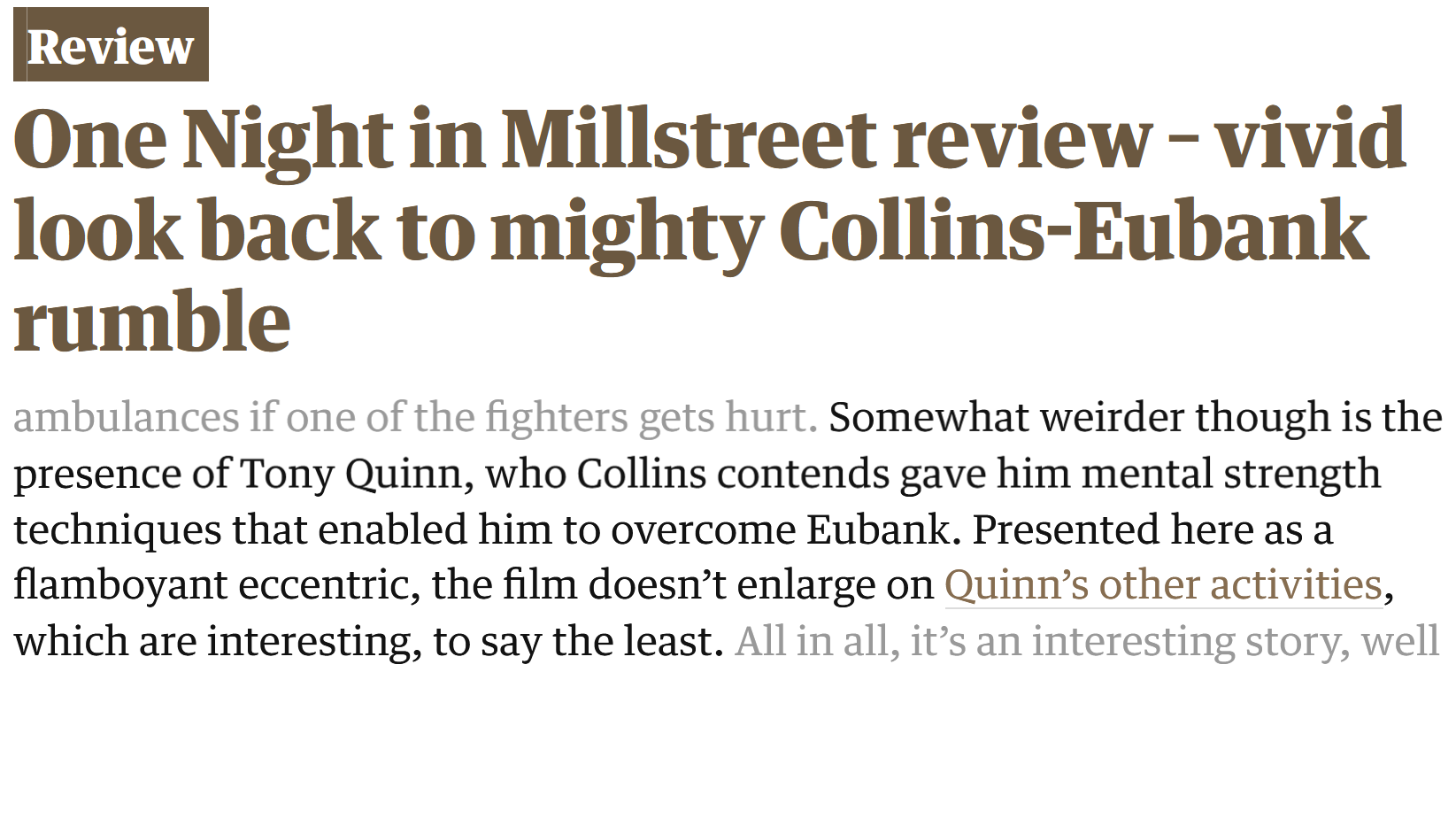 "One Night In Millstreet", a "Cult" Movie: The Reviews Are In!